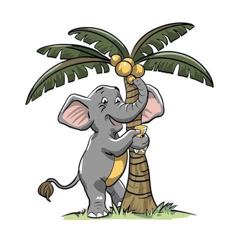 Premium Vector Elephant Eating Banana From Banana Tree With His Trunk