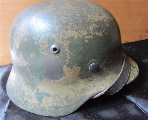 Original Very Rare German WW2 Wehrmacht M35 Helmet DAK Camouflage