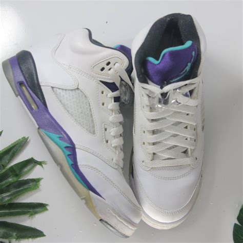 Name Nike Air Jordan 5 White Purple Womens Depop