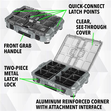 Flex Stack Pack Organizer Box 22 In Gray Plastic And Metal Lockable