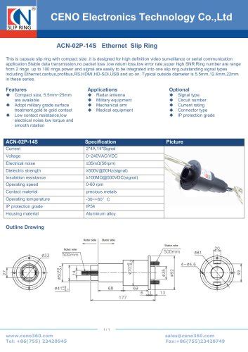 CENO Capsule Slip Ring With OD 22mm ACN 02P 14S CENO Electronics