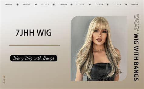 Amazon 7JHH WIGS Highlight Layered Beige Blonde Wig With Bang Long Straight Synthetic