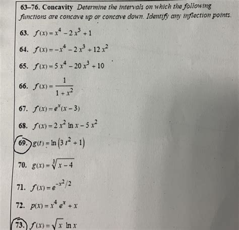 Solved 63 76 Concavity Determine The Intervals On Which The