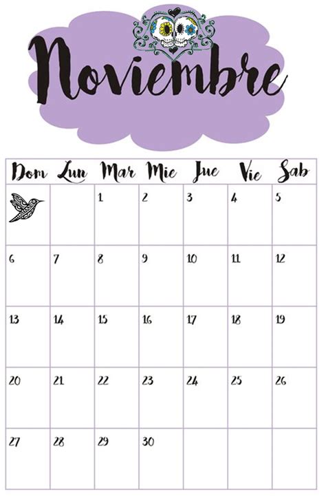 Calendario Mes De Noviembre : Calendario Editable Noviembre 2019 ...