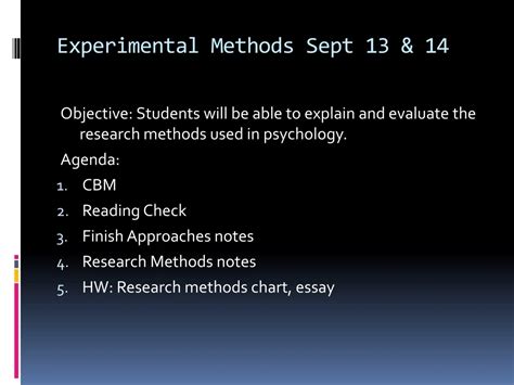 Ppt Experimental Methods Sept 13 And 14 Powerpoint Presentation Id