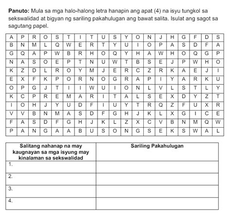 Panuto Mula Sa Mga Halo Halong Letra Hanapin Studyx