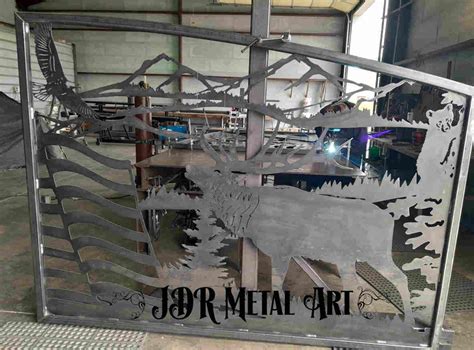 Plasma Cut Metal Art Driveway Gate With Elk Bear And Eagle Custom