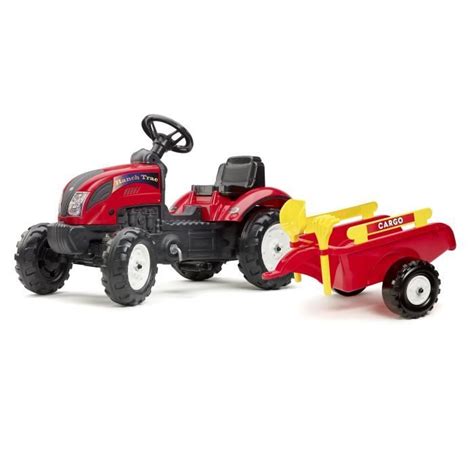 Falk Tracteur Ranch Trac Avec Remorque Rouge Cdiscount Jeux Jouets