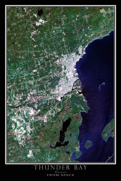 Thunder Bay Ontario Satellite Poster Map — aerial views, from space, satellite images, satellite ...