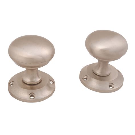 Satin Nickel Effect Internal Round Latch Door Knob Set Departments Diy At Bandq