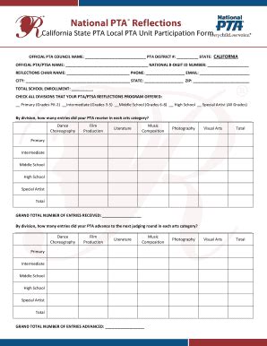 Fillable Online Pta1 California State PTA Local PTA Unit Participation