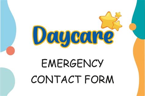 Emergency Contact Daycare Form Daycare Starter Forms Etsy