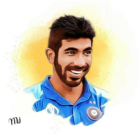 Vector Cartoon Illustration Indian Cricketer Jasprit Bumrah Isolated Colored Background Stock