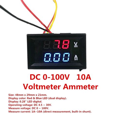 Jual Volt Ampere Meter Digital Amphere Voltmeter Dc 0 100v 10a 028 Inch Dual Display Voltampere