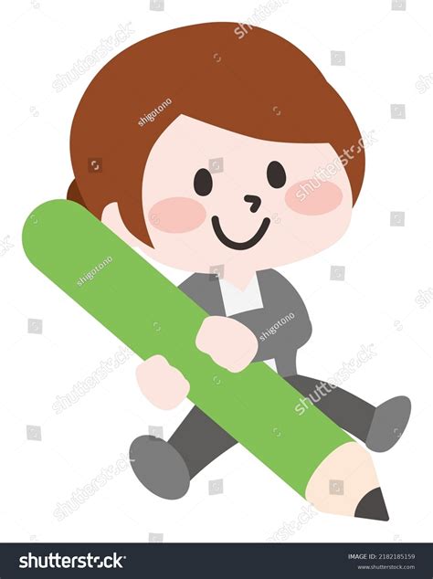 Illustration Person Holding Pencil Stock Vector Royalty Free 2182185159 Shutterstock