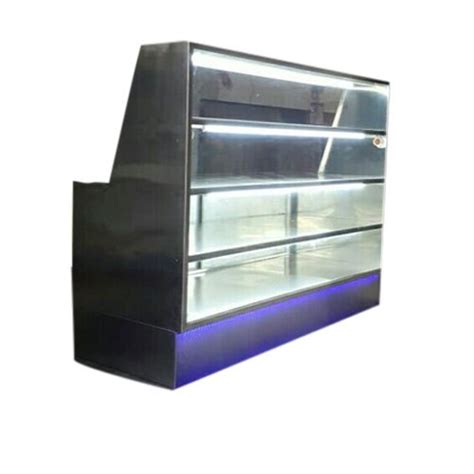 Ss And Glass Rectangular Bakery Display Counter For Restaurant Glass