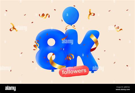 Banner With 8k Followers Thank You In Form 3d Blue Balloons And