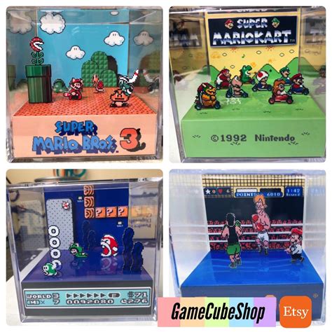 Super Mario Bros 3 Nintendo Nes 3d Cube Handmade Diorama Shadowbox Ebay