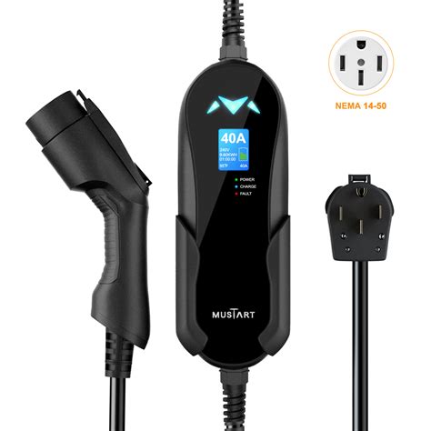 Mustart Level 2 Ev Charger 40a Nema 14 50 240v 96kw 25ft Mustartpower