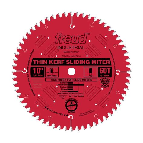 Freud 10 Thin Kerf Sliding Miter Blade Lu91r010