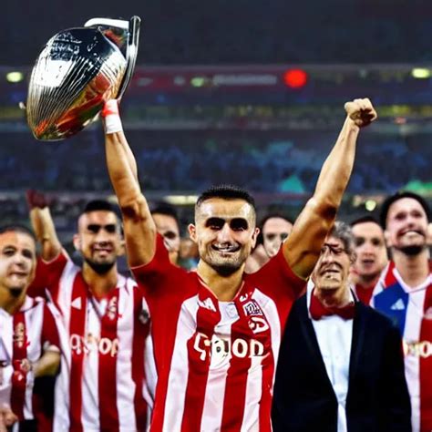 Dusan Tadic Lifting The UEFA Champions League Trophy Stable Diffusion