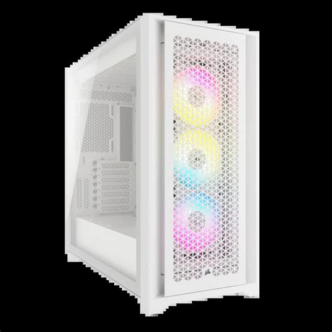 Icue 5000d Rgb Airflow Mid Tower Case True White 3x Af120 Rgb Elite White Fans Icue