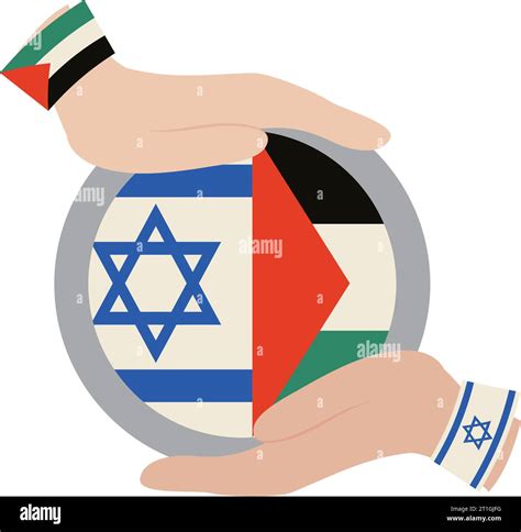 Palestine And Israel Flags With Hands Protecting Stock Vector Image