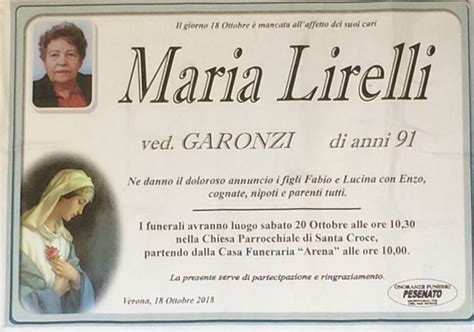 Annunci Funebri Maria Lirelli Montorioveronese It