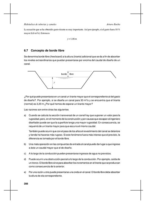 Concepto Bordo Libre Hidraulic Hidrulica De Tuber As Y Canales