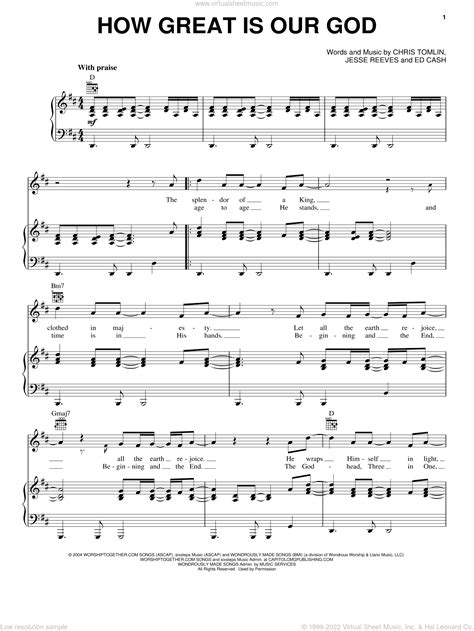 How Great Is Our God Sheet Music For Voice Piano Or Guitar V2