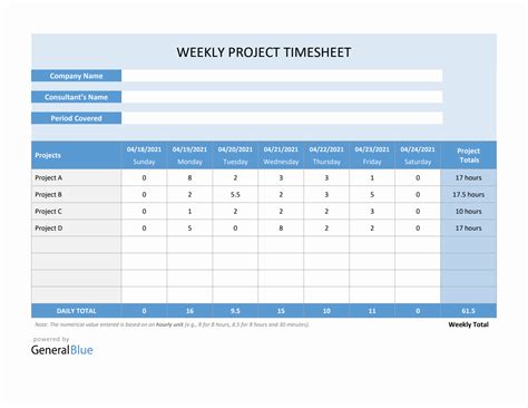 Weekly Timesheet Templates