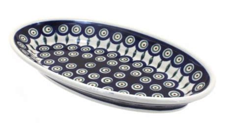 Blue Rose Polish Pottery Peacock Small Oval Platter 1 Fred Meyer