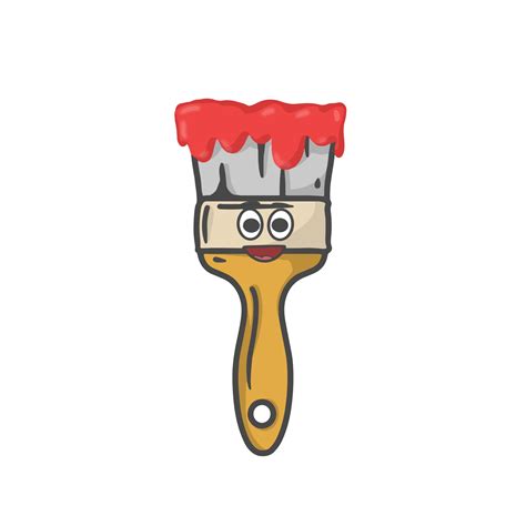 Cute Paint Brush Character Flat Cartoon Vector Template Design