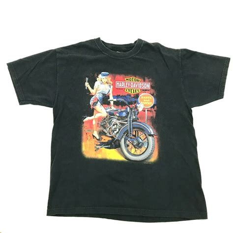 Harley Davidson Pin Up Girl Shirt San Diego California Double Sided