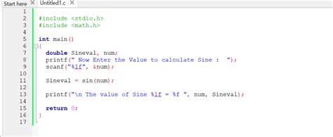 Sin Function In C