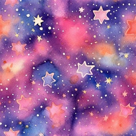 Una Pintura De Acuarela De Una Galaxia Morada Y Rosa Con Estrellas Y La Palabra Estrellas En