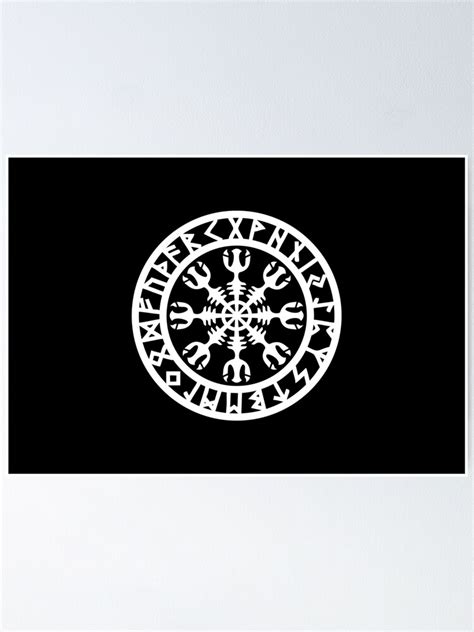 Aegishjalmur Helm Of Awe Runes Nordic Viking Symbol Poster For