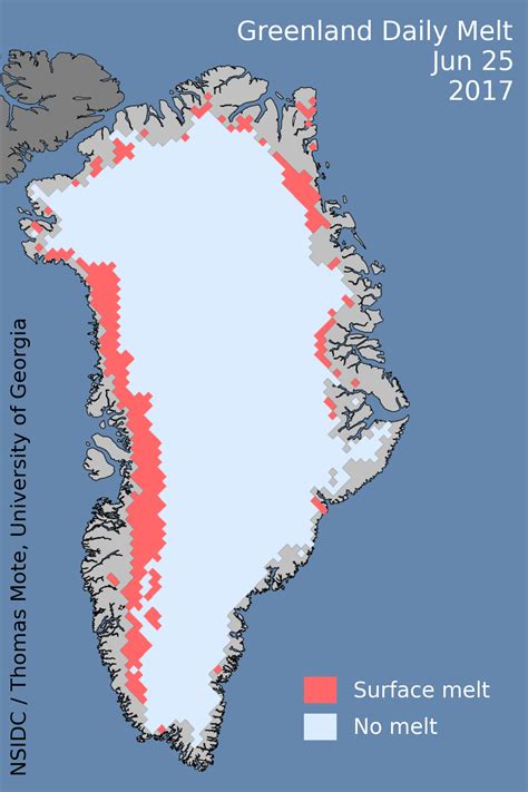 Greenland Ice Sheet Today Surface Melt Data Presented By NSIDC