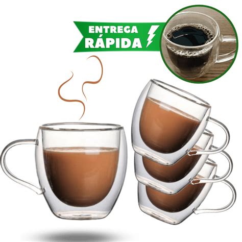 Kit Canecas Ml De Vidro X Cara Parede Dupla T Rmico Isolante Cafe