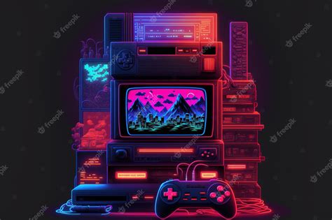 Premium Photo | Retro gaming console and pad in black background ...