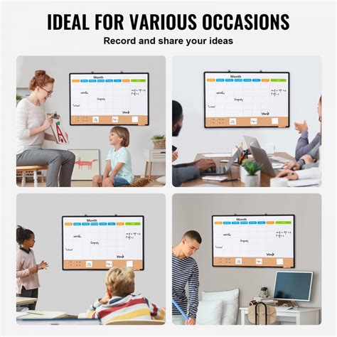 Vevor 36x 24 Monthly Calendar Whiteboard And Cork Board Combo With