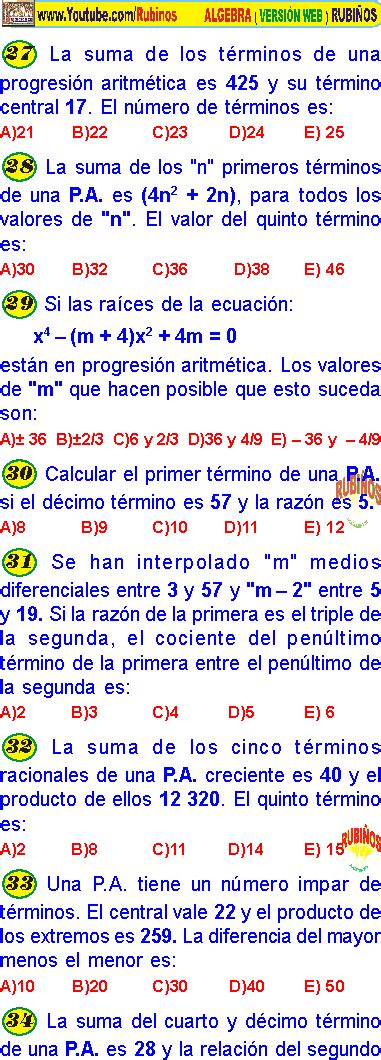 Progresiones Aritmeticas Ejercicios Resueltos Y Para Resolver Pdf