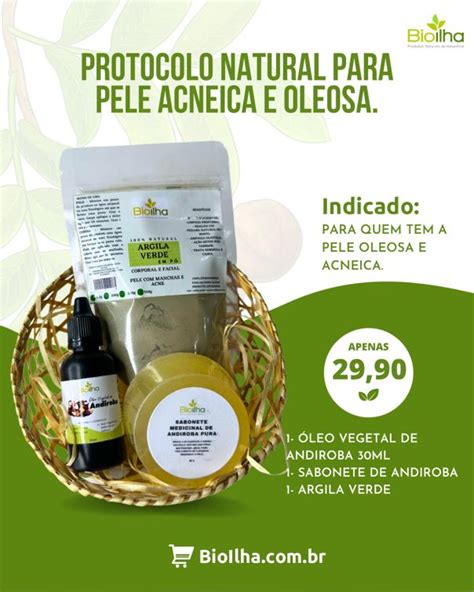 Kit Para Pele Oleosa E Acneica Argila Verde Em P Leo Vegetal De