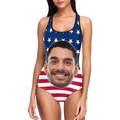 Face Swimsuit Custom Bathing Suit With Face American Flag American Flag Swimsuit American