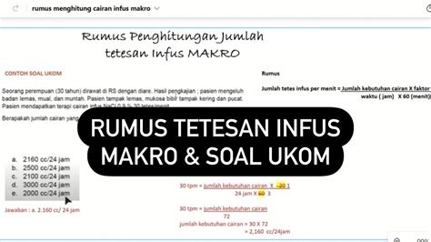 Rumus Menghitung Tetesan Infus Makro Contoh Soal Ukom Eps Youtube