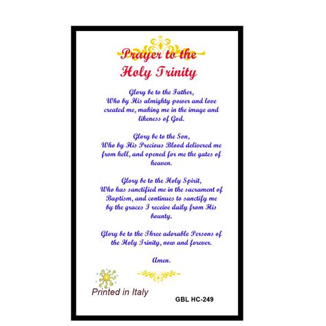 Prayer To The Holy Trinity Laminated Prayer Card Etsy UK