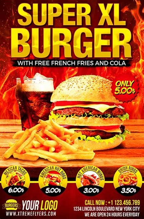 Xl Burger Promotion Flyer Template Restaurant Flyer Ffflyer