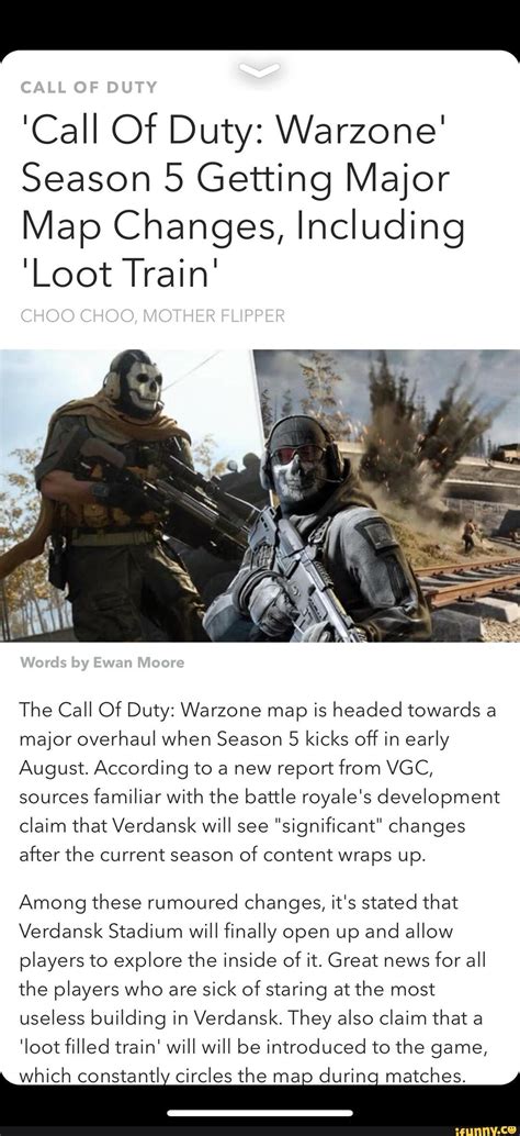 'Call Of Duty: Warzone' Season 5 Getting Major Map Changes, Including 'Loot Train' The Call Of ...