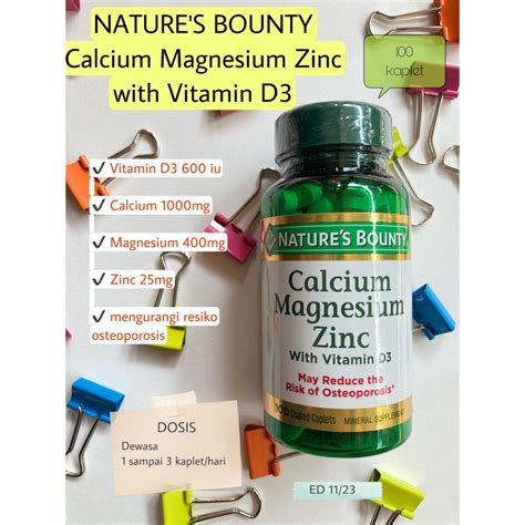 Jual Nature S Bounty Calcium Magnesium Zinc With Vitamin D Coated