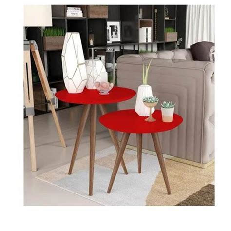 Conjunto Mesa Canto Lateral Redonda Vidro Laqueado Par Leroy Merlin